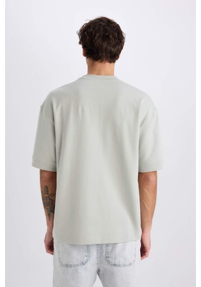 DeFacto Loose Fit Bisiklet Yaka Baskılı Kısa Kollu Ağır Kumaş Tişört E0575AX25SMGN1255