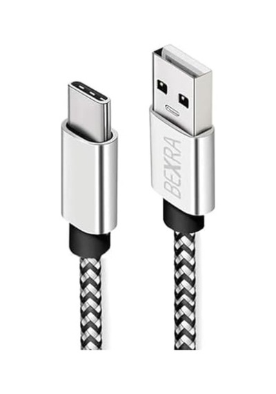 Usb Type-c Hızlı Şarj Kablosu, 1 Metre, 2.1a,  Naylon Örgülü Kopmaz Veri Kablosu, , Xiaomi, Ve Tüm Android Cihazlar İle Uyumlu, Gri,