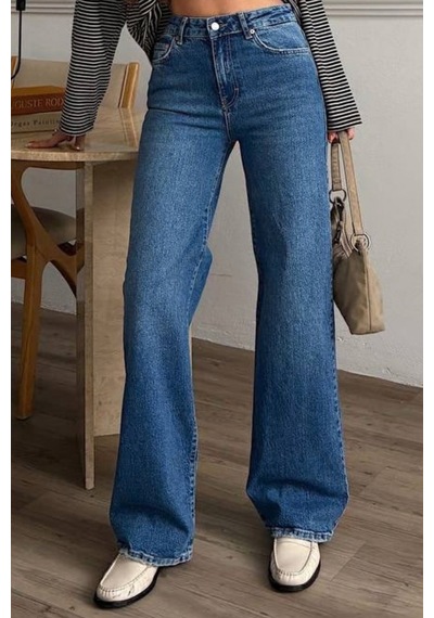 Balenbi Kadın Yüksek Bel Jean Yıkamalı Geniş Paça Palazzo Kot Pantolon 1239 - Premium Seri Orta Açık Mavi 2402 Balenbi Kadın Yüksek Bel Jean Yıkamalı Geniş Paça Palazzo Kot Pantolon 1239 - Premium Seri Orta Açık Mavi 2402