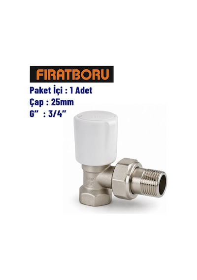 Fırat Pp Düz Radyatör Vana 25mm, 3/4'', 1 Adet, 7b92025191