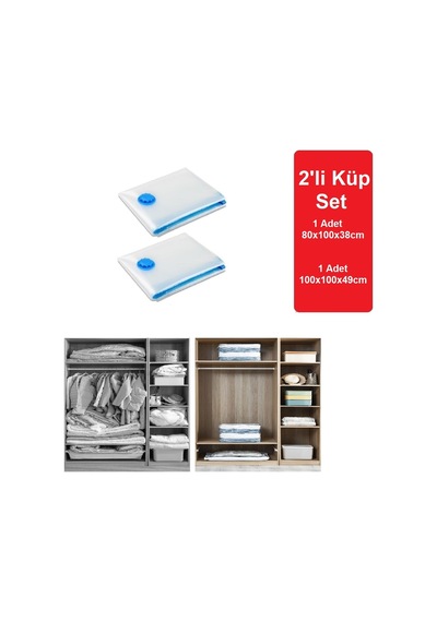 Vakumlu Hurç,vakum Poşeti,hurç,vakumlu Organizer,elbise İçin Hurç,valiz Organizeri 2li Küp Set Plast Diğer