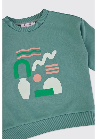 Panço Erkek Bebek Baskılı Yeşil Sweatshirt