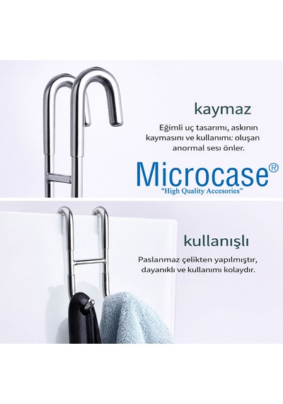 Microcase Paslanmaz Çelik Uçlar Kauçuk Çok Amaçlı Banyo Mutfak Dolap Vb Alanlar İçin Askılık Al5506 Siyah