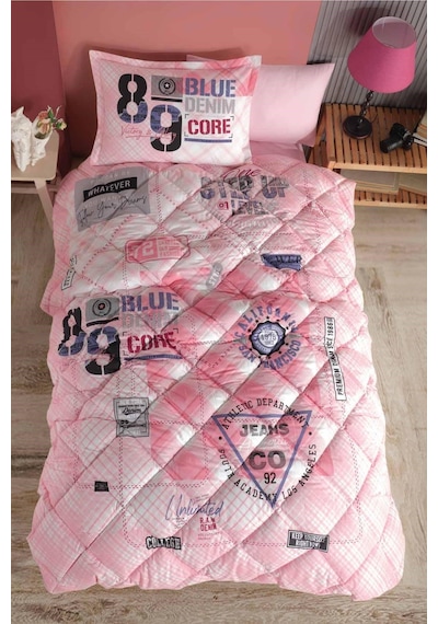 Clasy Ranforce Tek Kişilik Yorgan Denim Çocuk Yorgan Pembe