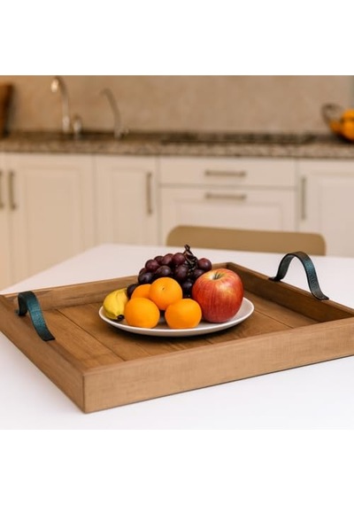 Ahşap Servis Ve Sunum Tepsisi Ceviz Renk - 60x60 Cm Diğer