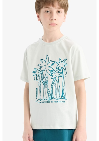DeFacto Erkek Çocuk Pijama Takımı Kısa Kollu Üst Esnek Belli Şort F1735A825HSBE516 DeFacto Erkek Çocuk Pijama Takımı Kısa Kollu Üst Esnek Belli Şort F1735A825HSBE516