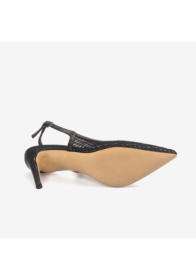 Kemal Tanca Kadın Neolit Taban Fileli Slingback 9,5cm İnce Topuklu Gece & Abiye Ayakkabı 1286 siyah