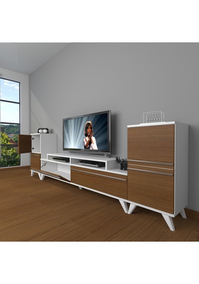 Decoraktiv Ekoflex On2 Mdf Retro Tv Ünitesi Tv Sehpası Beyaz - Ceviz