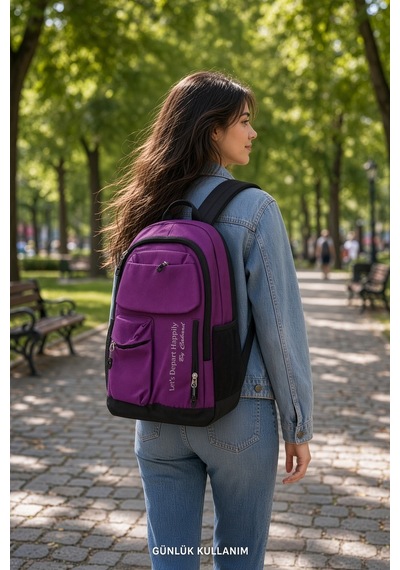 Mürdüm Çok Cepli Okul Çantası Çocuk Sırt Çantası Günlük Kullanım 45 X 30 X 15 Cm Çok Renkli
