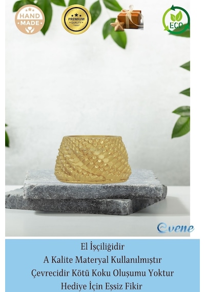 Mumluk Şamdan Tealight Ve İnce Mum Uyumlu Ejderha Yumurtası Model - Altın