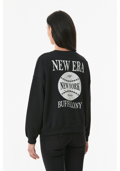 Fullamoda New York Baskılı Sweatshirt- Siyah 24KGB890196758-Siyah