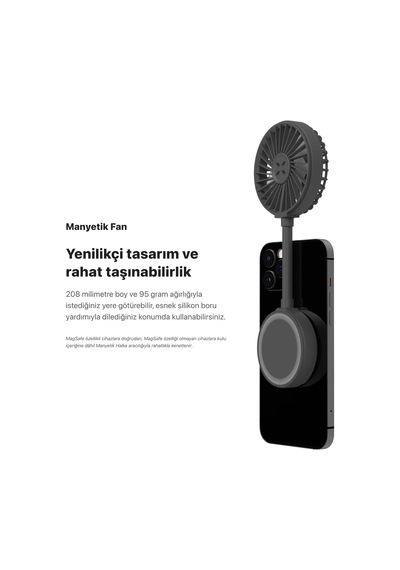 Xenon Smart El Vantilatörü / Şarjlı Taşınabilir Teleskobik Katlanabilir Sessiz Mini Fan X6104 Gri
