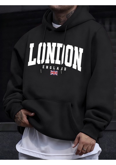 Startmore Startmorelondra İngiltere Bayrağı Baskı Kazak Erkekler Için Sonbahar Hip Hop Kazaklar Polar Tüm Maç Uz Siyah