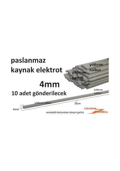 Paslanmaz Krom Kaynak Elektrot 4Mm Kalite 10 Adet Kaynak Çubuğu P