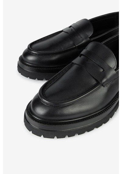 Lofer Erkek Deri Eva Tabanlı Bantlı Klasik Loafer Siyah Lfr-f083-3 Derı