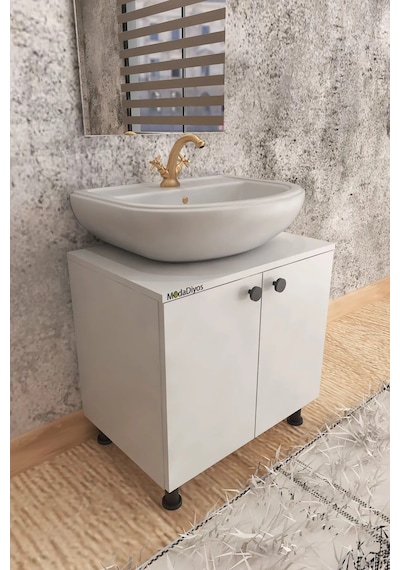 Modelisa Lavabo Altı Dolap, Ayaklı Banyo Dolabı Mdf Beyaz