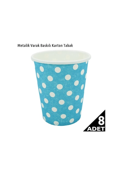 Puanlı Karton Bardak, Mavi - 8 Adet