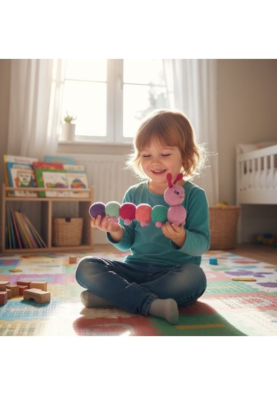 Renkli Tırtıl Çocuklar İçin Amigurumi Oyuncak Çok Renkli