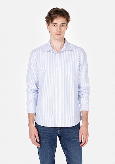 Colin's Colins Slim Fit Shirt Neck Çizgili Erkek Mavi Uzun Kol Gömlek Cl1074004 Q1.v1 Ble