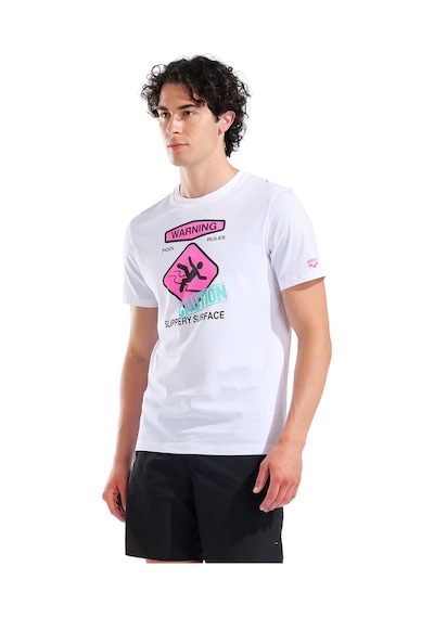 Arena Slippery Surface Print Erkek Beyaz Günlük Stil T-shirt 011332100