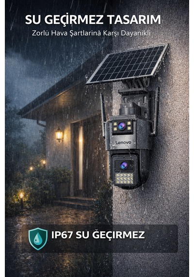 2 Kameralı Sim Kartlı Solar Panelli Aov Sürekli Kayıt Yapabilen Gece Görüşlü Güvenlik Kamerası