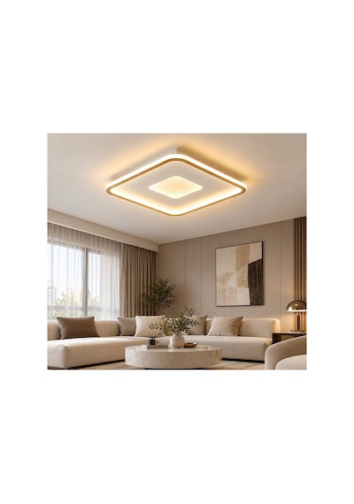 Eskitme Gold 80x80cm İç İçe Kare 4000k Gün Işığı Led Avize