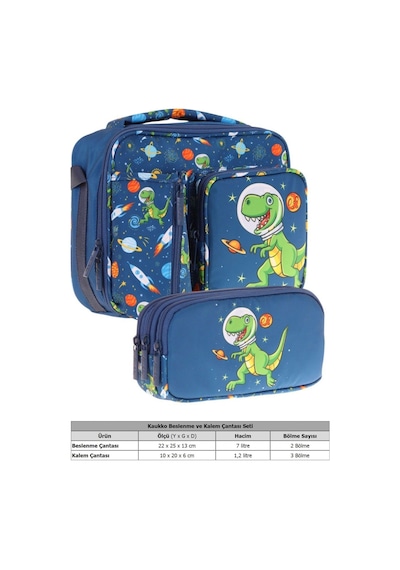 Kaukko Kids Erkek Çocuk Lacivert Yeşil Dinazor Baskılı Üç Bölmeli Thermo Beslenme Çantası Ve Kalemlik Seti L7252+l8252 Yeşil - Lacivert Kaukko Kids Erkek Çocuk Lacivert Yeşil Dinazor Baskılı Üç Bölmeli Thermo Beslenme Çantası Ve Kalemlik Seti L7252+l8252 Yeşil - Lacivert