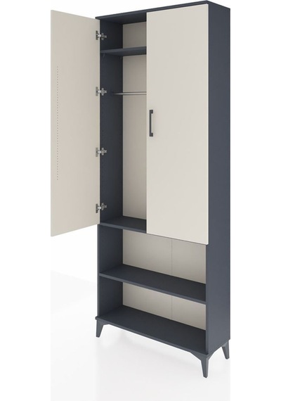 Arges Dolap 3 Raflı 2 Kapaklı Tek Askılı 88x30x221 Antrasit-aytaşı Antrasit
