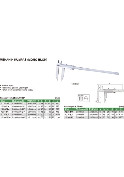 Insize 1236 Mekanik Kumpas Mono Blok - 1236-511