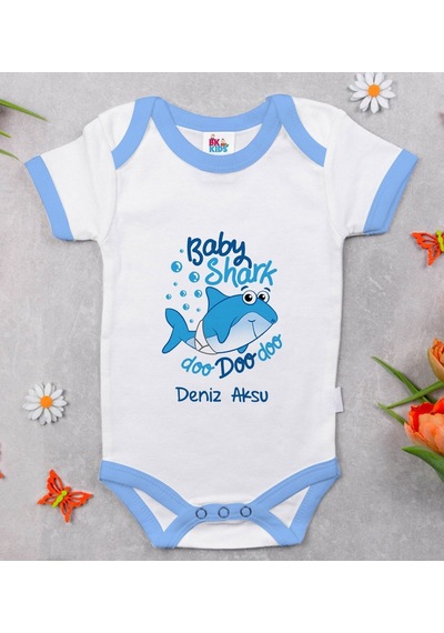 Bitmeyenkartus Bk Kids Kişiye Özel Mavi Bebek Body Zıbın - Model 15 Çok Renkli