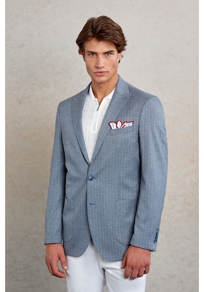 Hatemoğlu Lacivert Slim Fit Çizgili Sivri Yaka Casual Ceket Lacivert Hatemoğlu Lacivert Slim Fit Çizgili Sivri Yaka Casual Ceket Lacivert