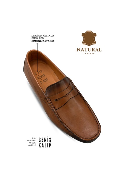Sermoda Erkek Loafer - Hakiki Deri Rok Loafer Erkek Ayakkabı Taba