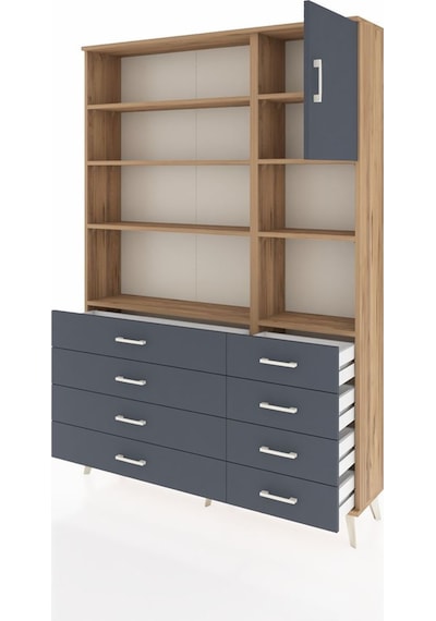 Arges Dolap 8 Raflı 8 Çekmeceli Tek Kapaklı 132x30x195 Çam-antrasit/antrasit Antrasıt/antrasıt Arges Dolap 8 Raflı 8 Çekmeceli Tek Kapaklı 132x30x195 Çam-antrasit/antrasit Antrasıt/antrasıt