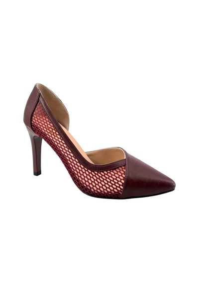 Hobby Ayakkabı Hobby 26757 Deri Stiletto Kadın Ayakkabı File Detaylı Bordo