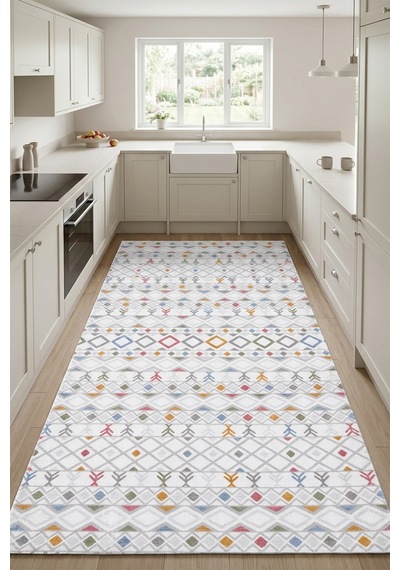 Raschel Carpet Yıkanabilir Leke Tutmaz Modern Mutfak Halısı Multi Renkli Kaymaz Taban Halı Rcmultı Mutfk 003 Çok Renkli
