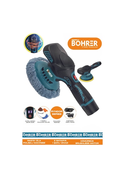 Böhrer Hb0241t Alman V258 5ah Devirli Kömürsüz Akülü Araç,parke,mermer,ahşap Polisaj Cila Pasta Parlatma Makinesi