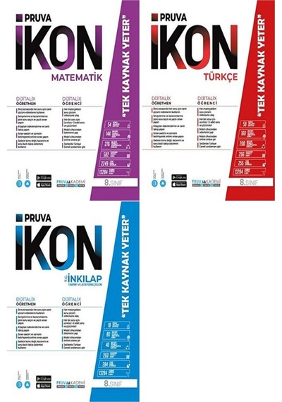 Pruva Akademi 8. Sınıf Matematik + Türkçe + İnkılap Tarihi Defter Seti 3 Kitap 2023