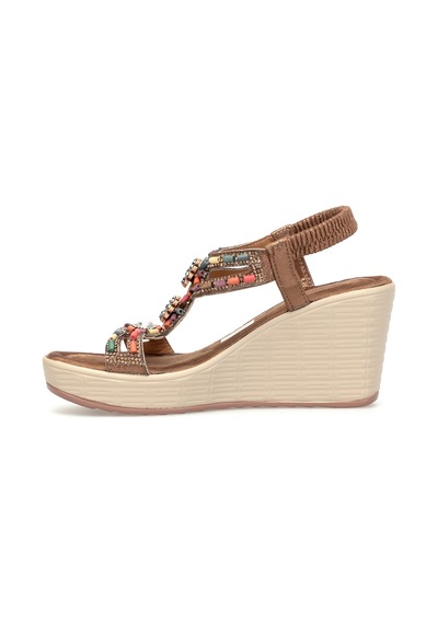 Guja 26y155 Kadın Taşlı Dolgu Topuk Sandalet Kahverengi