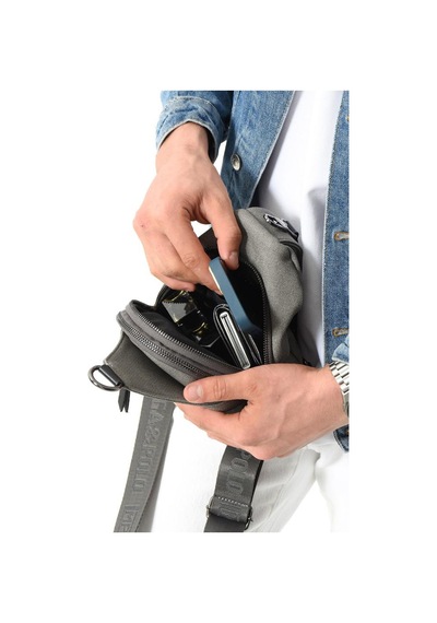 Erkek Bady Bag Göğüs Çantası Kanvas Kumaş Sırt Çantası 27 17 Cm Günlük Omuz Çantası Gri