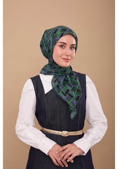 Silk Home Yaz Esintisi Eşarp 150001-10 Yeşil, Mor, Siyah