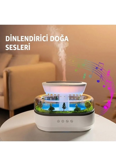 Yağmur Damlası Hava Nemlendirici Aromaterapi Difüzör Dinlendirici Sesler 7 Renk Rgb Sessiz Çalışma Çok Renkli