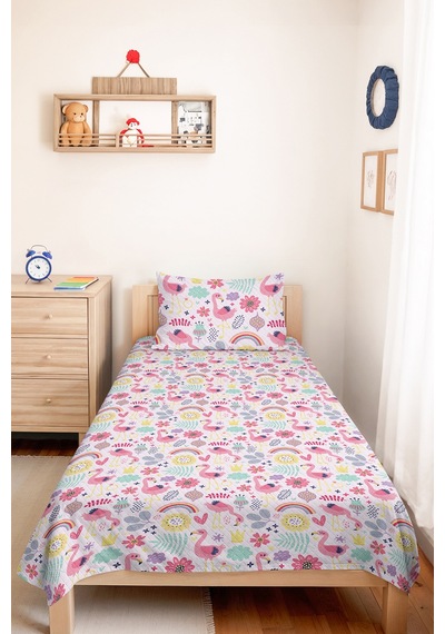 Evimde Bambaşka Pembe Flamingo Kız Çocuk Pike Takımı-pastel Gökkuşağı Çiçekli Bebek Odası Yatak Örtüsü-160x220 CM Evimde Bambaşka Pembe Flamingo Kız Çocuk Pike Takımı-pastel Gökkuşağı Çiçekli Bebek Odası Yatak Örtüsü-160x220 CM