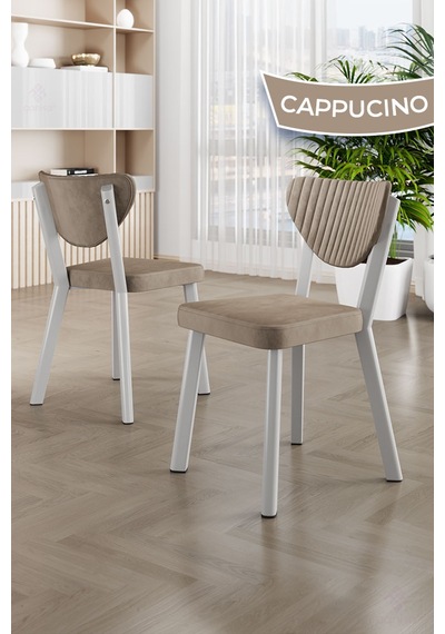 Estro Serisi Mdf Sabit 90x90 Beyaz Mutfak Masası Takımı 4 Adet Sandalye Beyaz Masa Cappucino Sandalye Estro Serisi Mdf Sabit 90x90 Beyaz Mutfak Masası Takımı 4 Adet Sandalye Beyaz Masa Cappucino Sandalye