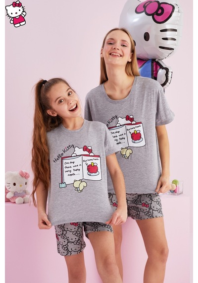 Siyah İnci Lisanslı %100 Pamuk Çok Renkli Bisklet Yaka Şort Pijama Takım Hk101 Gri Siyah İnci Lisanslı %100 Pamuk Çok Renkli Bisklet Yaka Şort Pijama Takım Hk101 Gri