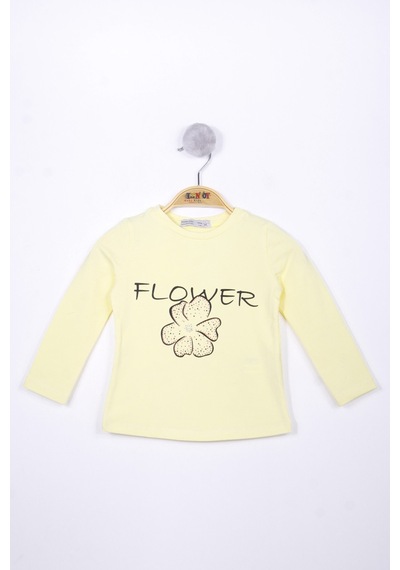Toontoy Kids Toontoy Kız Çocuk Flower Baskılı T-shirt Sarı