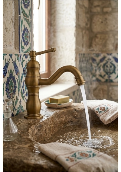 Rustik Lavabo Bataryası Antik Kısa Siyah