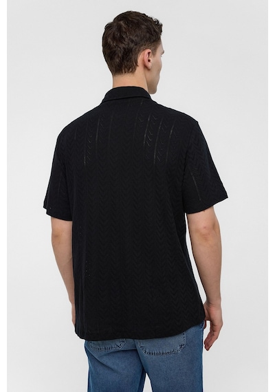 Backandbond Siyah Regular Fit %100 Pamuk Kısa Kollu Gömlek
