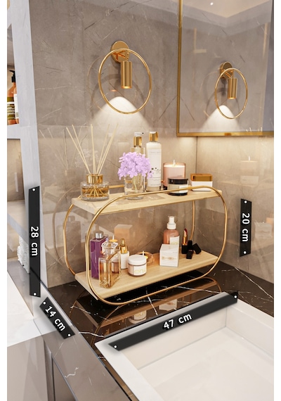 Bino Çok Amaçlı Düzenleyici Oval Raf Organizer Altın Bino Çok Amaçlı Düzenleyici Oval Raf Organizer Altın