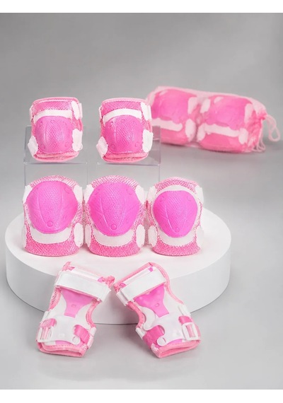 Pembe Çocuk Kaykay Paten Scooter Bisiklet Koruyucu Dizlik Standart