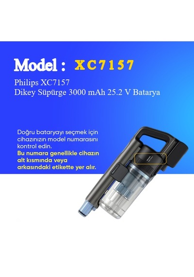 Philips Xc7157 Dikey Süpürge 3000 Mah 25.2v Batarya